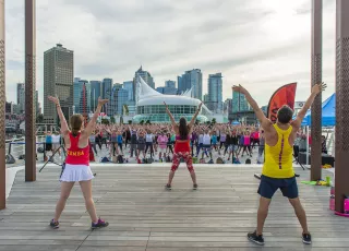 People doing Zumba at Canada Place